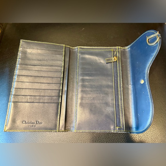 Christian Dior Trotter Saddle Denim Canvas Gray Long Wallet - Picture 5 of 7